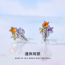 s925 silver earrings ice cream ear bone nails zircon screws fashionable and creative sleep-free ear jewelry E02031