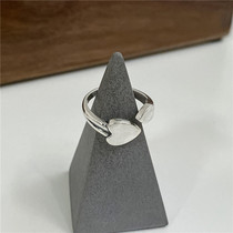 S925 sterling silver double heart glossy retro ring INS style simple basic glossy personalized ring silver jewelry