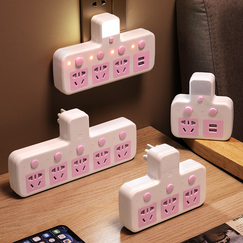 Multi-function socket converter plug independent switch expander intelligent plug-in row usb plug-in board one turn two or three against the wall extension conversion socket board household multi-socket extension cable one drag two three