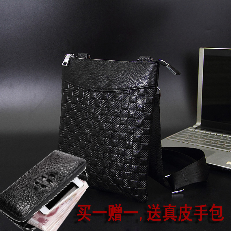 Buy one get one free new trendy men's large leather men's backpack top layer cowhide men's bag shoulder bag soft leather