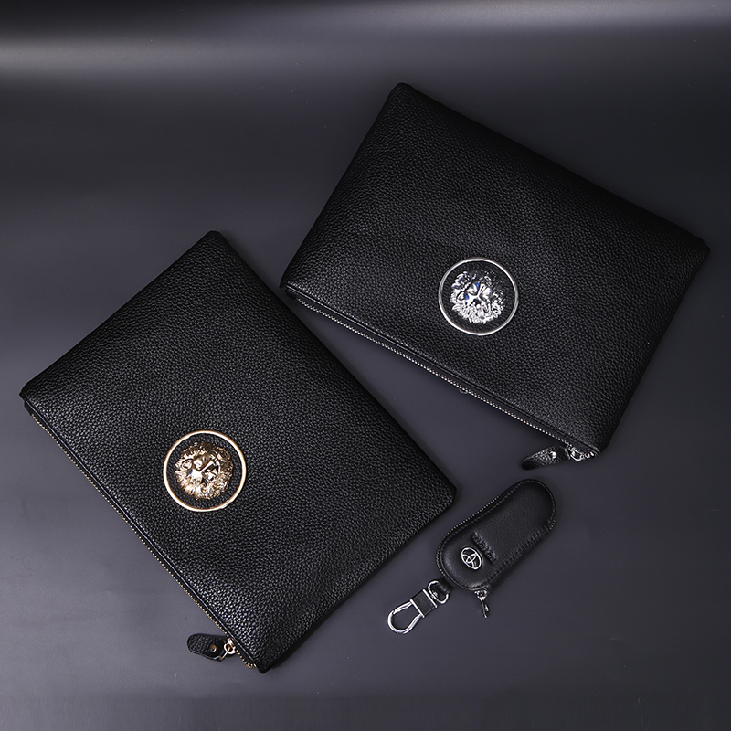 2022 new men's leather business clutch bag European and American large men's bag trendy men's envelope bag wallet handbag
