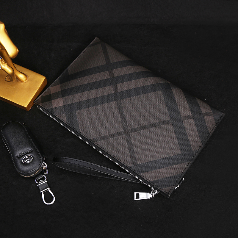 Handbags Men's 2021 new European and American men's fashion handbag boys Plaid Letter Enveloping Business Travel Handbags