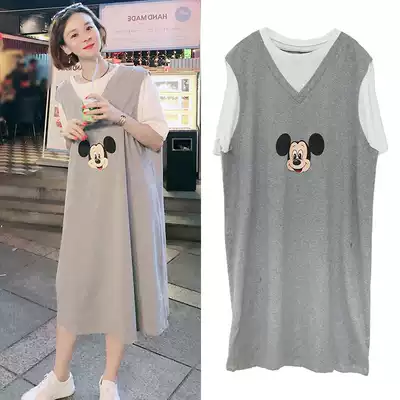 Pregnant women's summer suit fashion 2021 new dress summer coat women's net red does not show belly