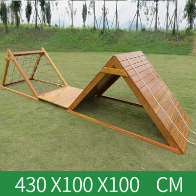 Kindergarten Children Outdoor Wooden Climbing Racks Expand Large Combined Yellow Flower Pears Drilling Holes swing Swing Bridge Toys
