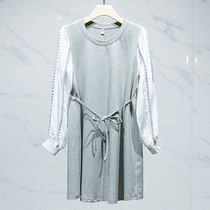 West Lake Pavilion old (YA) Autumn maternity dress large size Korean version of shell flower sleeve skirt cotton dress YY038