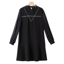 West Lake Pavilion old (Ni) spring lace stitching hollow order diamond embellishment dress YF001