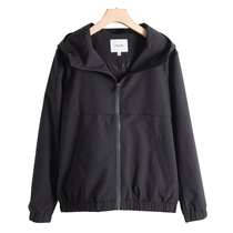 Mens West Lake Pavilion Old (Sen) spring classic solid color zipper hooded casual short jacket SM349