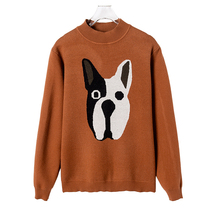 Mens clothing West Lake loft Old (Jay) Spring loaded animal pattern Semi-high collar comfort knitted sweatshirt JN001
