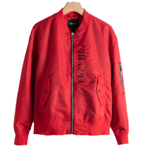 Mens West Lake Pavilion Old (Sen) Spring Dress Ribbed Original Red Letter Stand Collar Jacket SM219