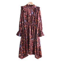 West Lake Pavilion (S) high-end spring dress Palace wind wooden ear side long sleeve dress S759 cut mark
