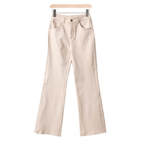 West Lake Pavilion old (show) spring wear micro thick high waist leg long casual cotton horn trousers ZX928