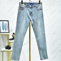 Mens West Lake Pavilion old (hanging) Autumn high waist washing made old cotton jeans CX4157