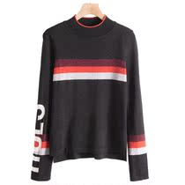 West Lake Pavilion (S) high-end spring simple color semi-high collar wool pullover sweater S479 cut mark