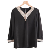 West Lake Pavilion Old (Ni) spring dress deep V-collar niche design thin fashionable satin silky chiffon shirt YF003