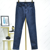 Mens West Lake Pavilion (hanging) Autumn high waist slim cotton dark blue jeans CX4149