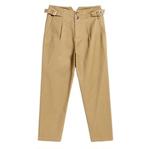 West Lake Loft Old (MC) Spring Dress Pure Color High Waist Two Sides Cingulum Design Cotton Long Pants MC080 Cut Mark