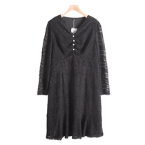 West Lake Pavilion (Ni) spring dress mature intellectual ~ high waist hollow lace dress YF061