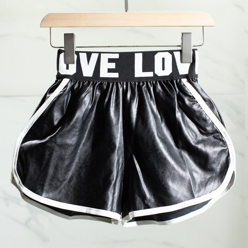 West Lake Gong old (hee) autumn thin letter high waist cortex broad leg casual shorts RX4I2