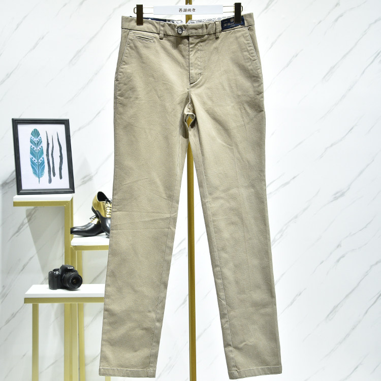 Men's clothing West Lake loft Old (pituitary) autumn high waist and body cotton casual long pants CX4151