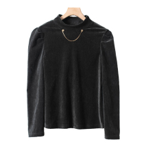 West Lake Pavilion (Ni) winter dress small stand collar soft skin-friendly chenille bottoming T-shirt YF059