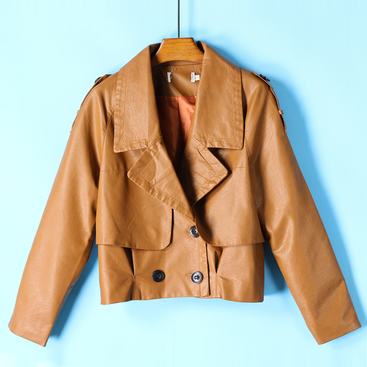 Magic series 2018 mùa thu sản phẩm mới đẹp trai, có cá tính! Phù hợp với cổ áo pu leather jacket 558 áo da lộn lót lông