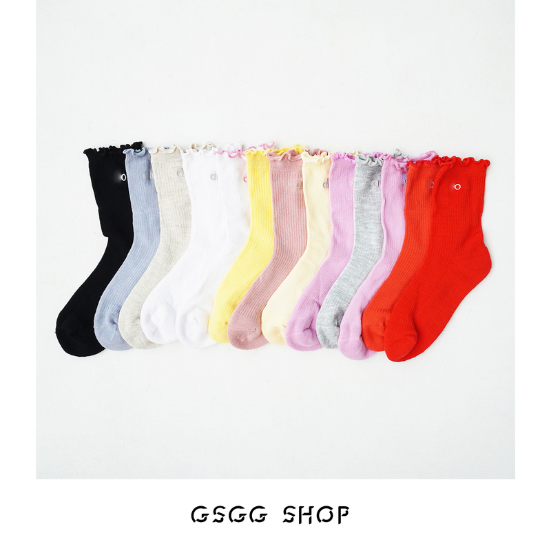 Gsgg Yuan Los Angeles Yoga Sports Red Label a Brand Cotton Comfortable Thin Lace Colorful Yoga Socks Mid-Calf Socks