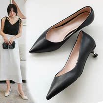Pointed Single Shoes Woman Spring Autumn 100 Hitch Black Working Shoes Career Fine Heels to work Cat Heel Shoes Little High Heels 3cm