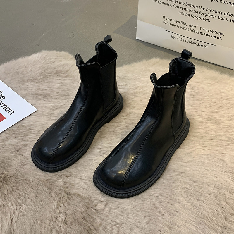 Net red Little crowdsourced short Boots Woman Autumn Winter Plus Suede Short Boots Lean Thin Single Boots Flat Bottom Chelsea Martin Boots Ankle Boots