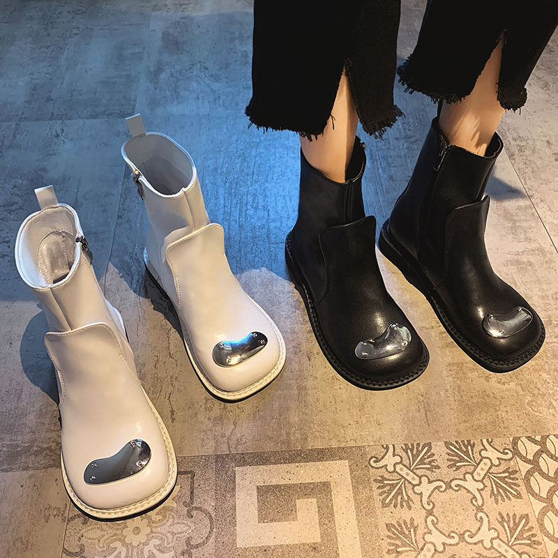 Slim Skinny Boots Woman Summer Spring Autumn Breathable Square Head Coarse Heel Anti Slip Fashion 100 Hitch Inron Wind Retro Short Boots Martin Boots