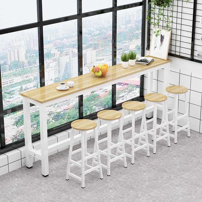 Upscale leaning against wall, table minimalist home milk tea shop table and chairs combined balcony narrow table bar High foot table long table