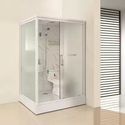 Integrated shower room Household integrated powder room Bath room Bath net red dry and wet separation partition glass bathroom