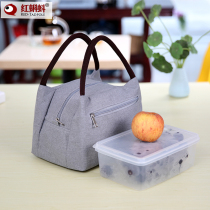 Red Tadpole Thickened Waterproof Oxford Cloth Student Aluminum Foil Insulation Lunchbox Bag Han Style Portable Lunch Box Bag Big