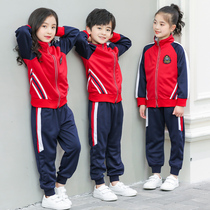 Elementary school uniform suit spring autumn and winter childrens red baseball uniform sports class uniform kindergarten uniform three-piece set