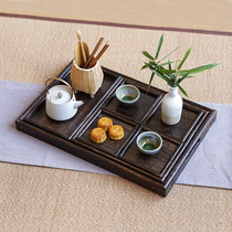 Tea tray set Household simple solid wood tray Japanese-style burning Tung wood Kung Fu tea set Tea tray Candy tray Multi-function