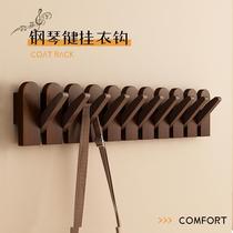 Piano key coat hanger solid wood wall hanging coat rack for home entrance without punching holes on the wall entrance porch coat hook