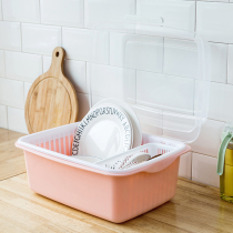 Kitchen Drain Bowl cabinet Home Plastic with lid Dust Bowl Bowl Double small Dish Chopsticks Cutlery Tableware Containing box