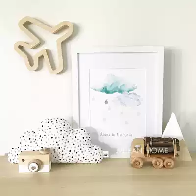 ins Nordic children's room wall ornaments wooden stars moon aircraft wall stickers children's photography props