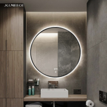 Smart round bathroom mirror toilet aluminum alloy frame round mirror wall-mounted toilet anti-fog mirror custom