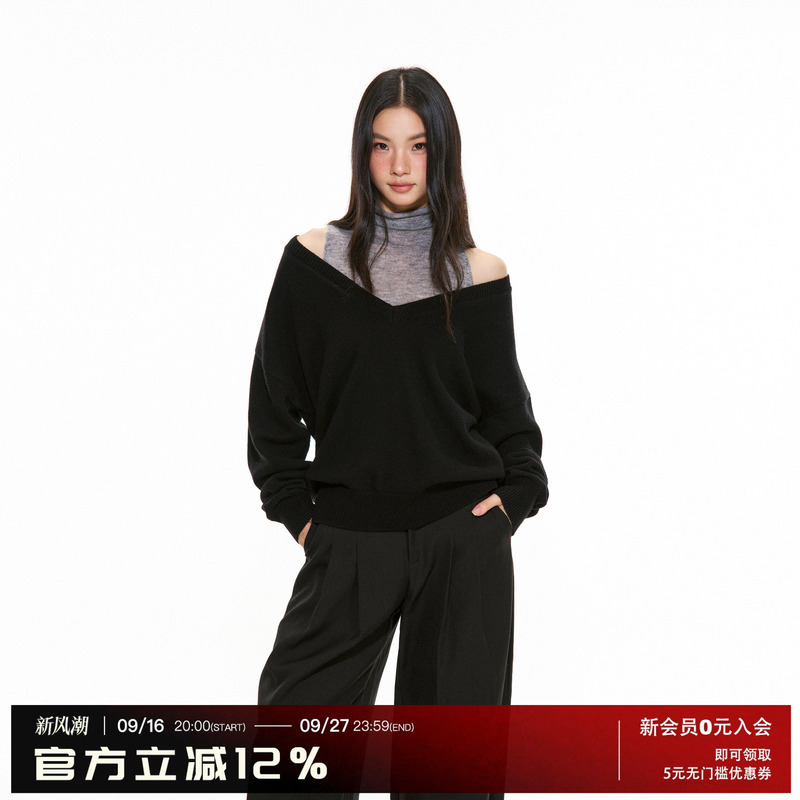 Archivum Deep V-Neck Two-Piece Set Knitted V-Neck Sweater Turtleneck Vest Two-Piece Set Loose Versatile Suit for Autumn Archivum Deep V-Neck Two-Piece Set Knitted V-Neck Sweater Turtleneck Vest Two-Piece Set Loose Versatile Suit for Autumn