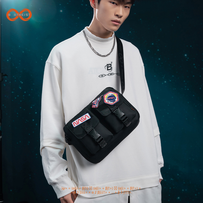 8 atheistNASA joint Velcro shoulder bag functional messenger bag sports oblique backpack commuter bag for men and women