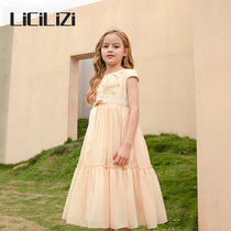 Particle Girl Golden Temperament Lian Dress 2022 Girl Spring Summer Money Princess Dress High-end Walking Show Dress