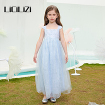 Particle Girl Blue Embroidered Dress 2022 Spring Summer Temperament Princess Dress Little Girl Fashion Harness Dresses Dress