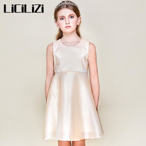 LiCiLiZi particle girl golden dress spring summer children princess birthday vest dress high end evening dress