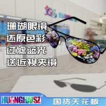 Huanghai eyepiece coral color rendering observation glasses filter blue light ultraviolet sea cylinder glasses to send myopia glasses clip