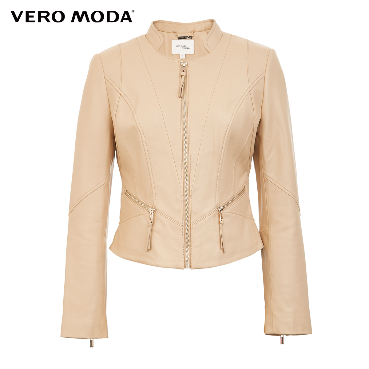 Vero Moda Cừu Da Chỉ khâu bao bì thiết kế ngắn Da Girl) 319310531