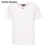 Vero Moda夏季V领字母刺绣纯棉白色短袖T恤女|319201642