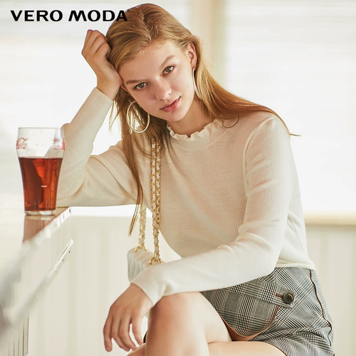 Vero Moda Зимний короткий шерстяной приятный телу трикотажный свитер, облегающий крой