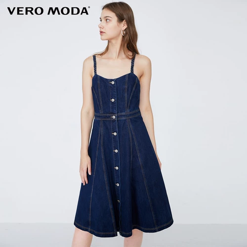 Vero moda, летнее брендовое длинное джинсовое платье, в корейском стиле, средней длины