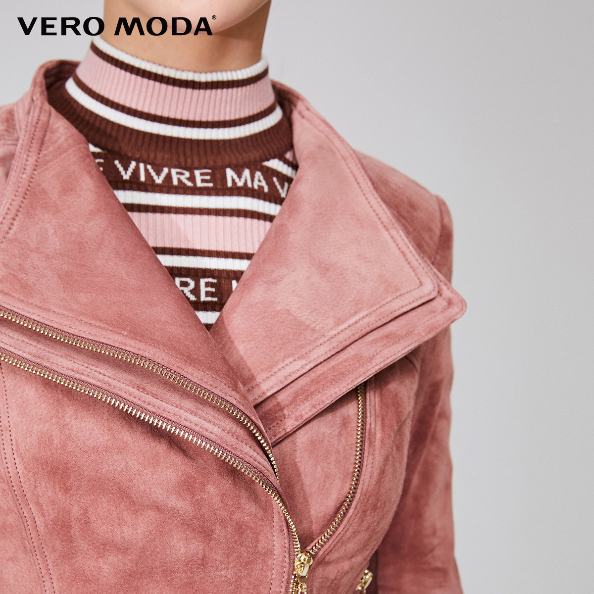 Vero Moda Vintage đầu máy dây kéo trang trí da da váy phụ nữ) 319310520