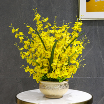 Phalaenopsis simulation flower pot planting decoration living room front desk high-quality fake flower decoration Phalaenopsis table decoration floral art